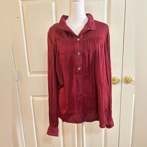 Anthropologie burgundy blouse, Large